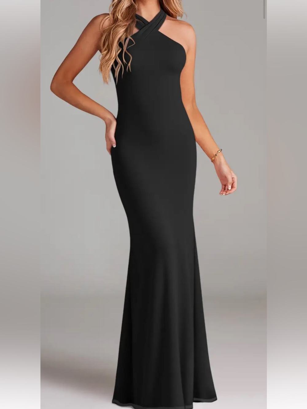 Elegant Halter Black Evening Dress